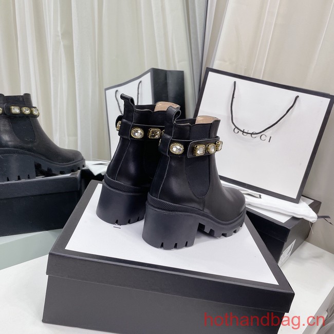 Gucci LEATHER ANKLE BOOT WITH BELT 93703-6