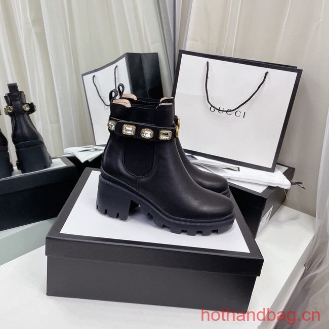 Gucci LEATHER ANKLE BOOT WITH BELT 93703-6