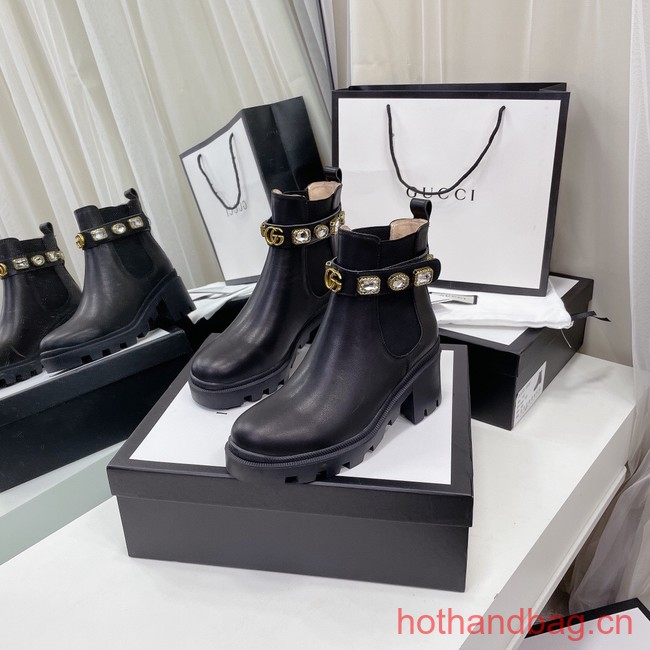 Gucci LEATHER ANKLE BOOT WITH BELT 93703-7