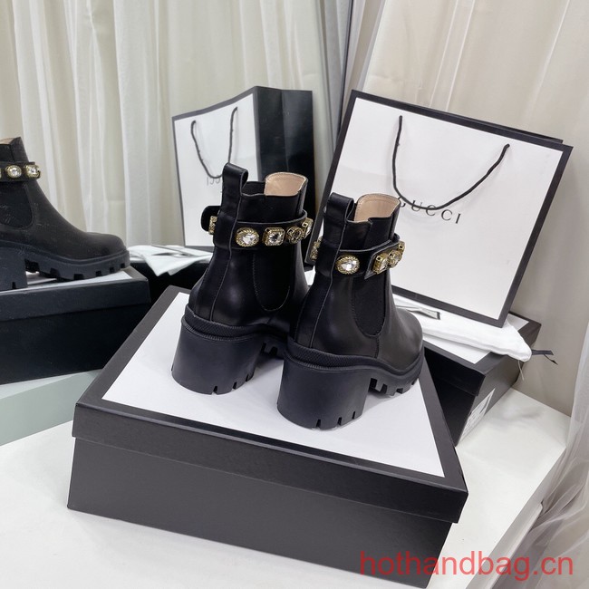 Gucci LEATHER ANKLE BOOT WITH BELT 93703-7