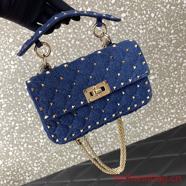 VALENTINO ROCKSTUD SPIKE Denim B0123 blue