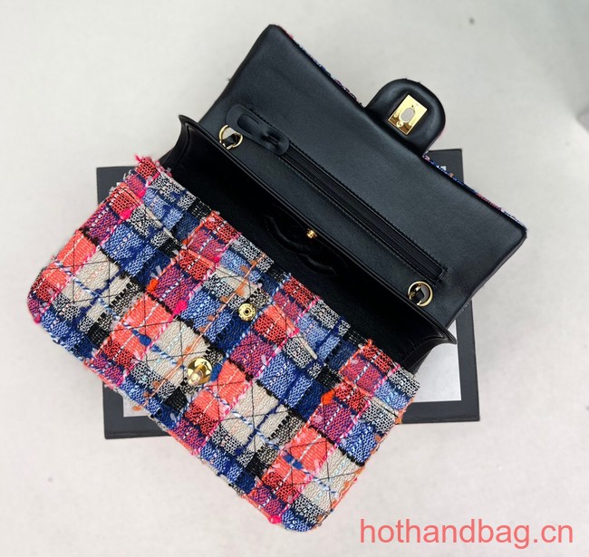 Chanel CLASSIC HANDBAG Wool Tweed A1112 Rainbow