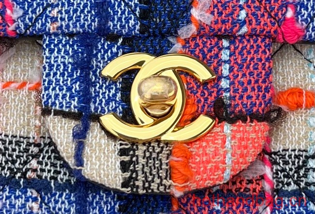 Chanel CLASSIC HANDBAG Wool Tweed A1116 Rainbow