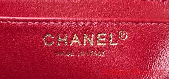 Chanel CLASSIC HANDBAG Wool Tweed A1116 red
