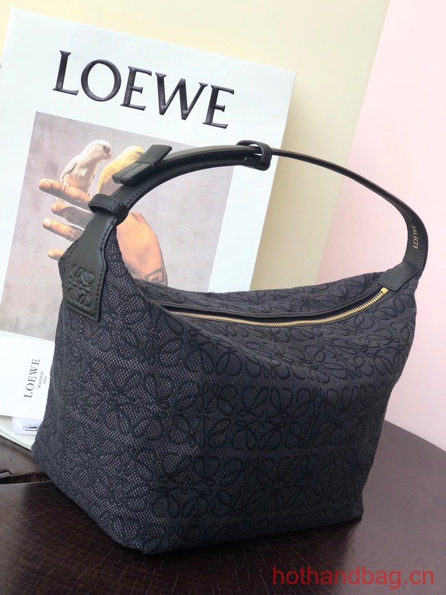 Loewe Miniature Anagram Jacquard and cow leather bag 651420 black