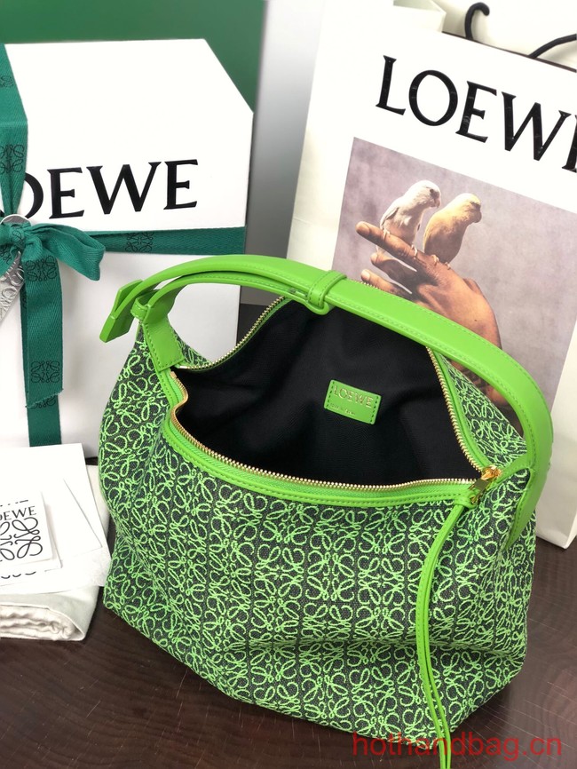 Loewe Miniature Anagram Jacquard and cow leather bag 651420 green