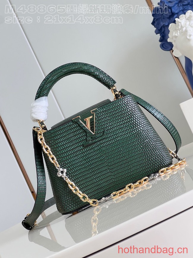 Louis Vuitton Capucines Mini Lizard print N81209 Dark Green