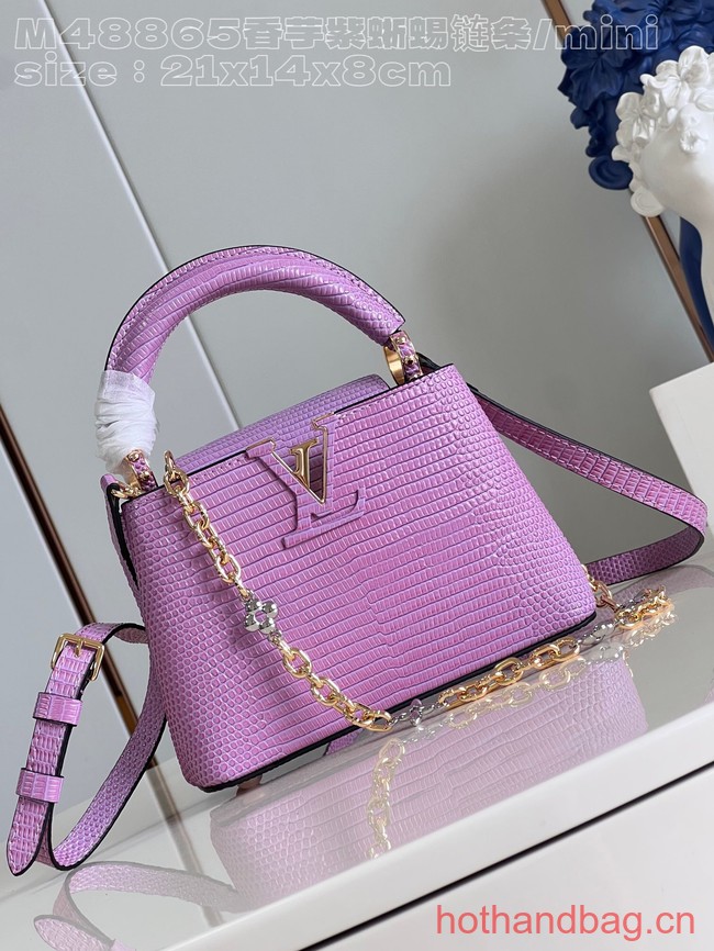 Louis Vuitton Capucines Mini Lizard print N81209 Light purple