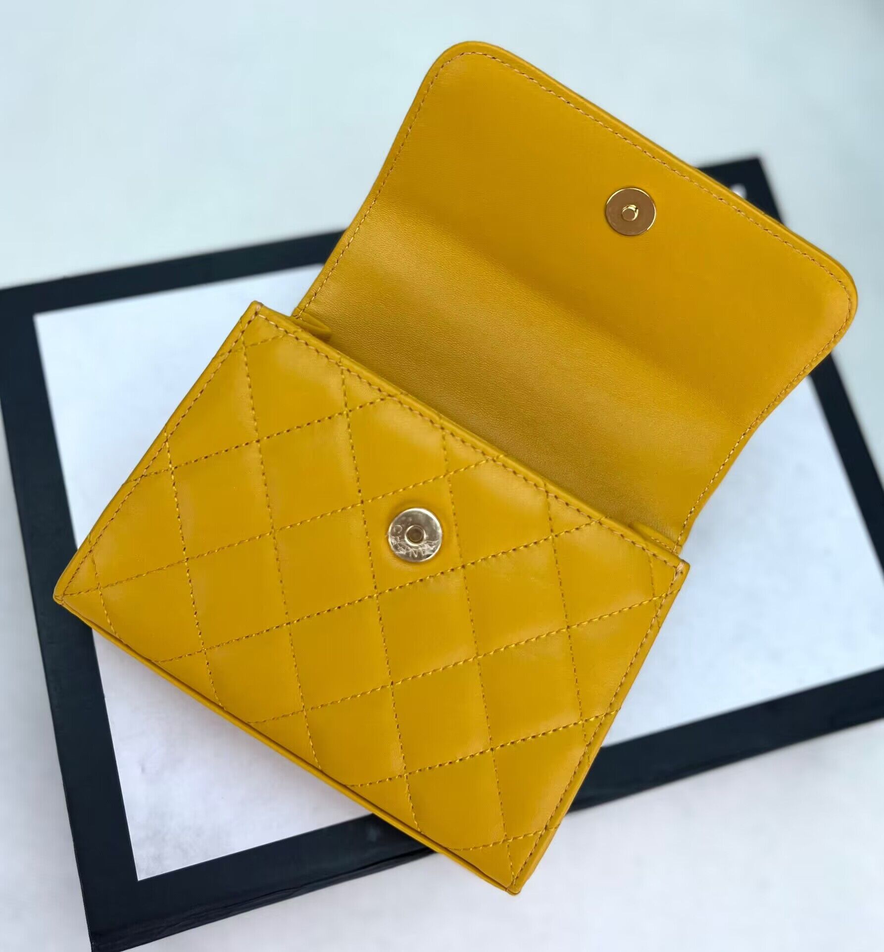 CHANEL 22B Kelly Pearl Top Handle Bag AP3513 Yellow