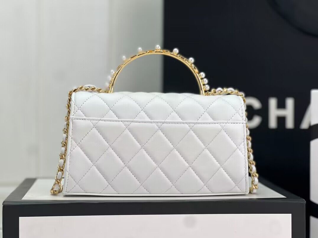 CHANEL 22B Kelly Pearl Top Handle Bag AP3562 White