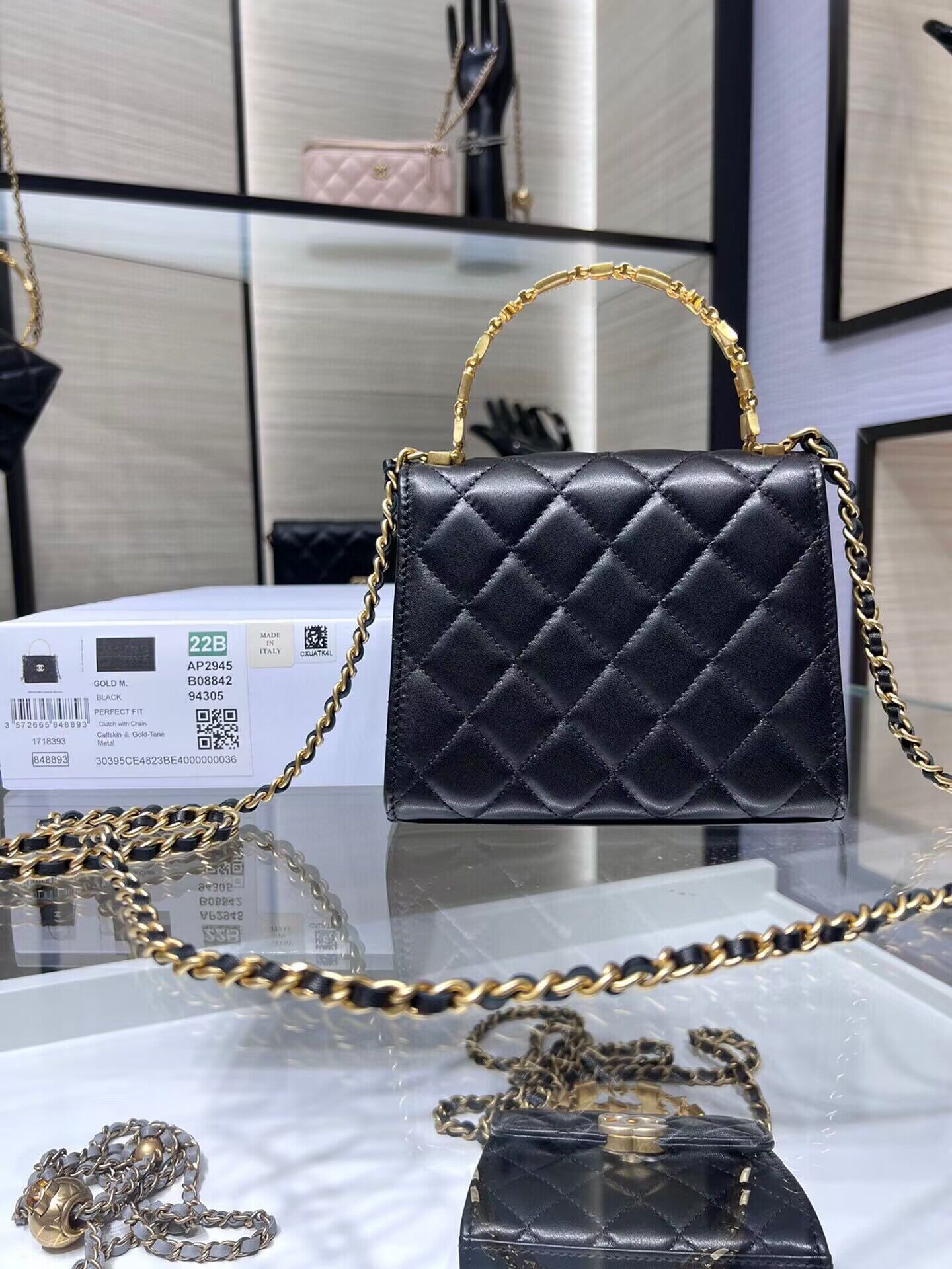 CHANEL 22B Kelly Top Handle Bag AP2945Y Black