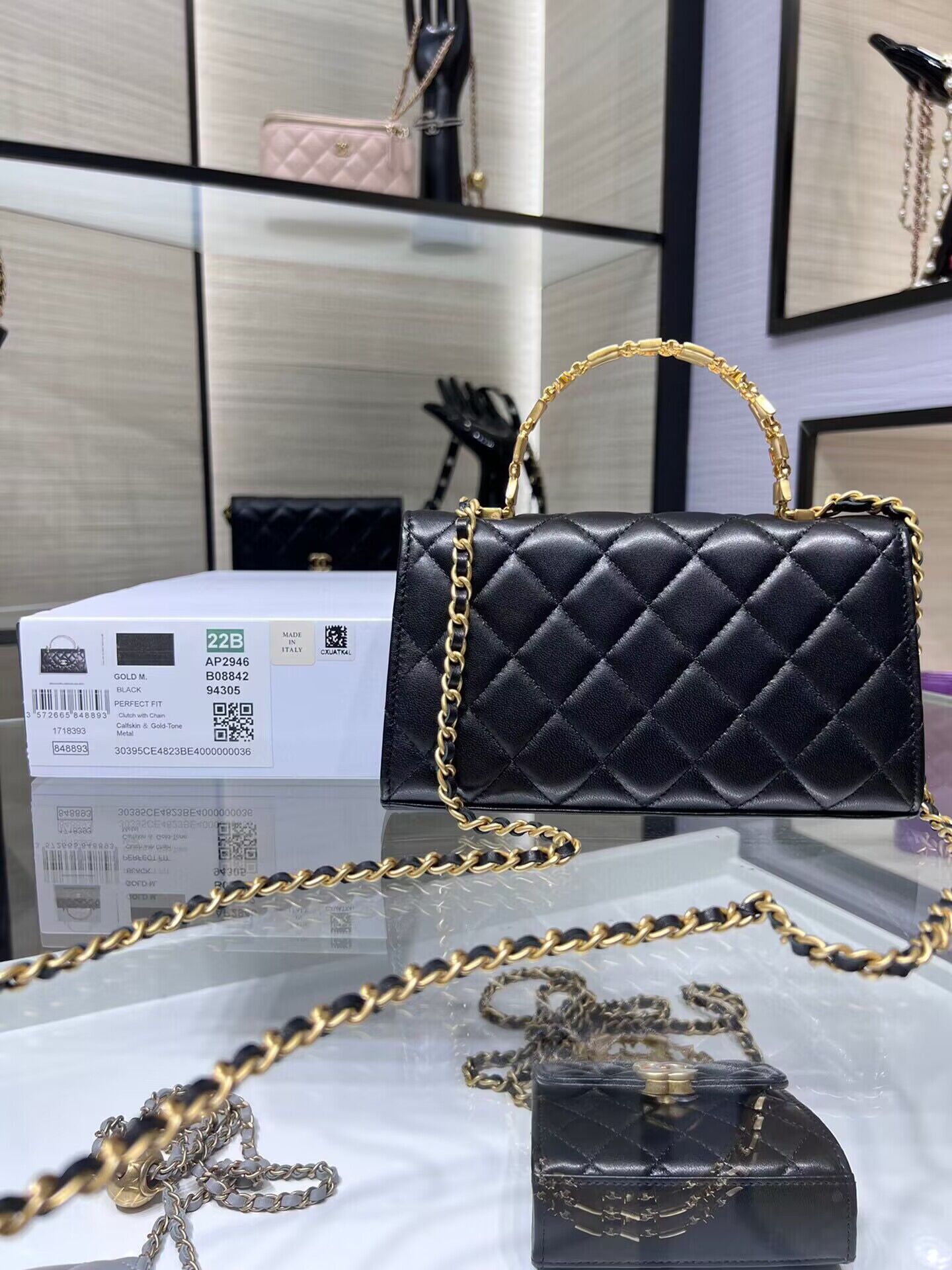 CHANEL 22B Kelly Top Handle Bag AP2946Y Black