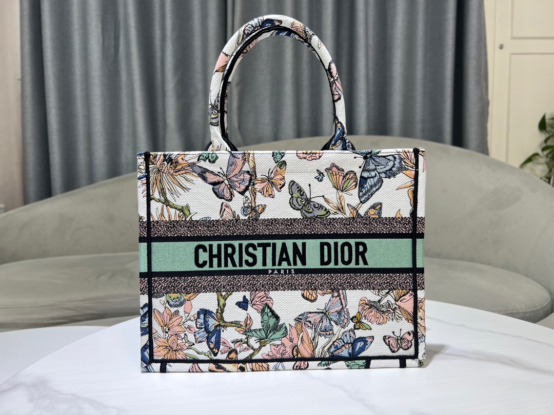 MEDIUM DIOR BOOK TOTE White Multicolor Toile de Jouy Mexico Embroidery M1296ZE