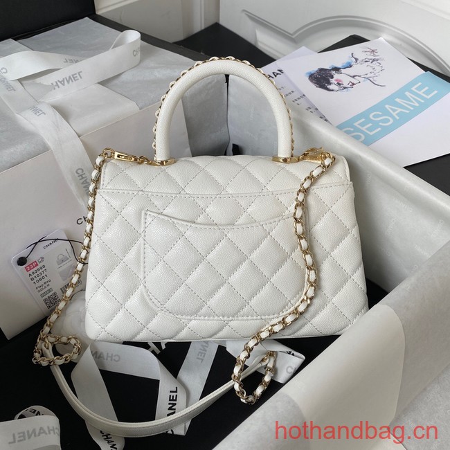 Chanel flap bag with top handle 92990 white