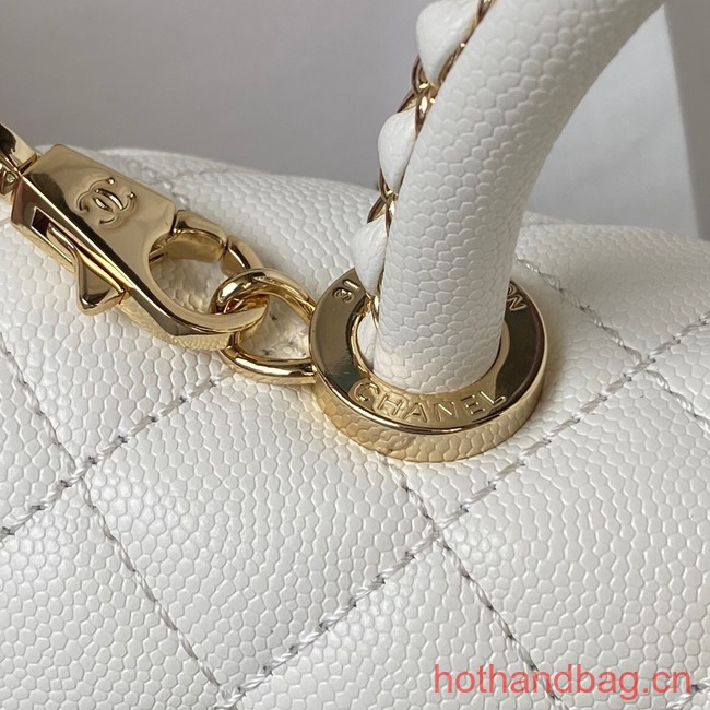 Chanel flap bag with top handle 92990 white