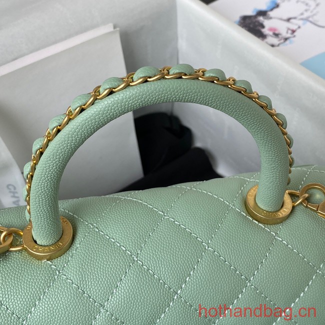 Chanel mini flap bag with top handle AS2215 light green