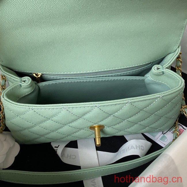 Chanel mini flap bag with top handle AS2215 light green