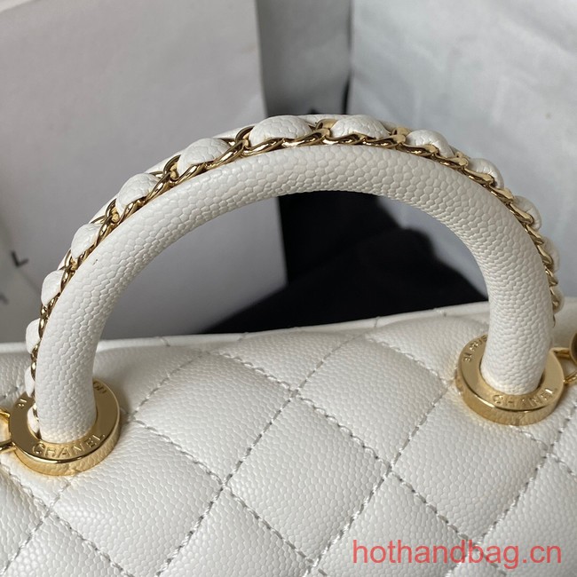 Chanel mini flap bag with top handle AS2215 white