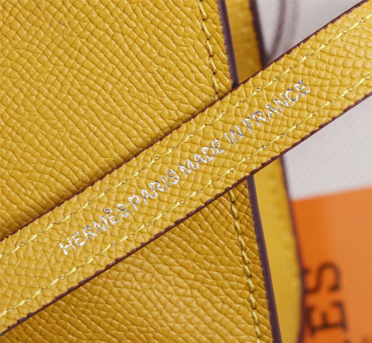 Hermes Kelly 25cm Shoulder Bags Original Epsom Leather KL2755 Yellow&Silver