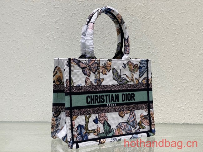 SMALL DIOR BOOK TOTE White Multicolor Toile de Jouy Mexico Embroidery M1296ZRG