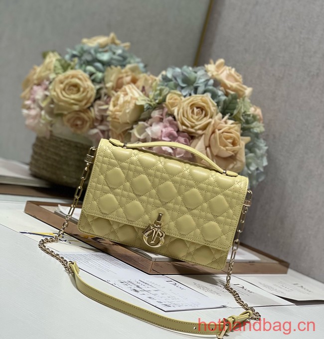 MISS DIOR TOP HANDLE BAG Pastel Yellow Cannage Lambskin M0997ON