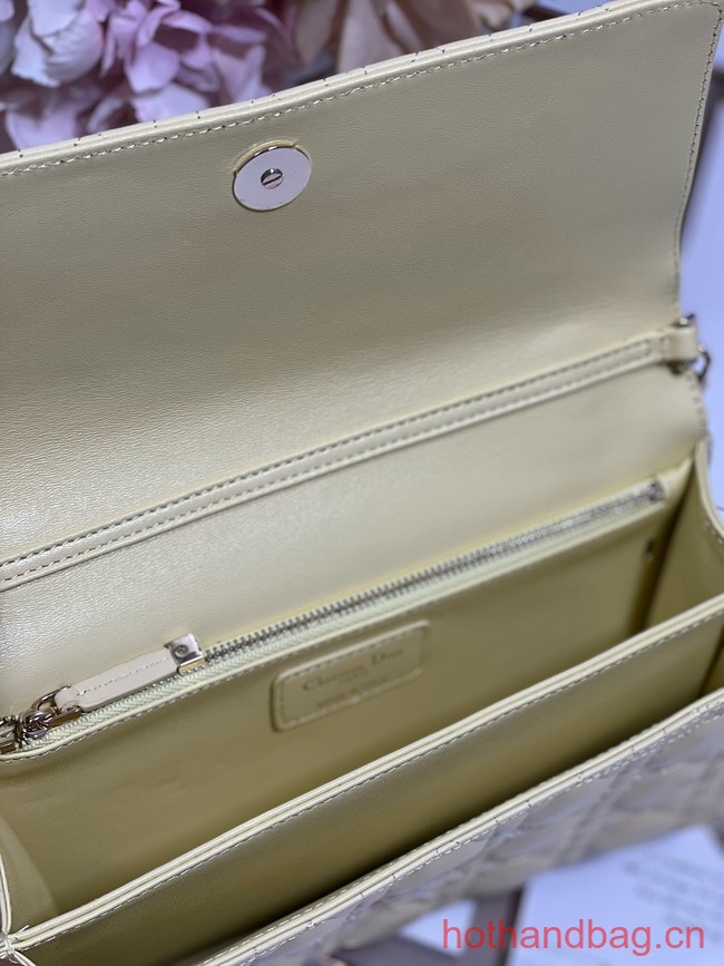 MISS DIOR TOP HANDLE BAG Pastel Yellow Cannage Lambskin M0997ON