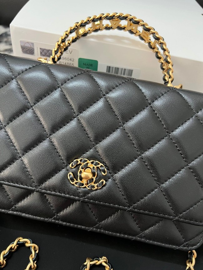 Chanel FLAP PHONE HOLDER WITH CHAIN AP3575 black