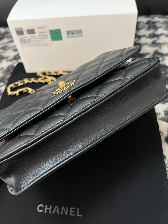 Chanel FLAP PHONE HOLDER WITH CHAIN AP3575 black