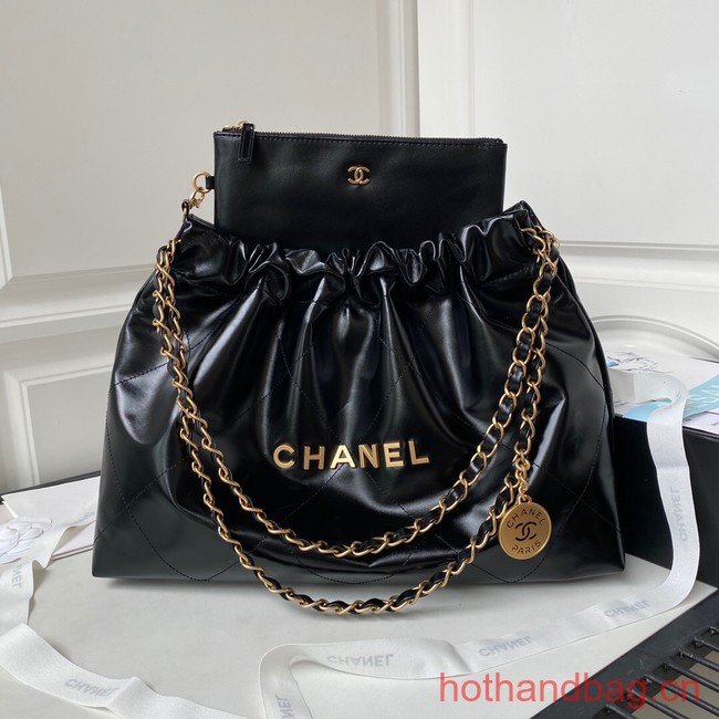 CHANEL 22 HANDBAG Calfskin & Gold-Tone Metal AS3261 black