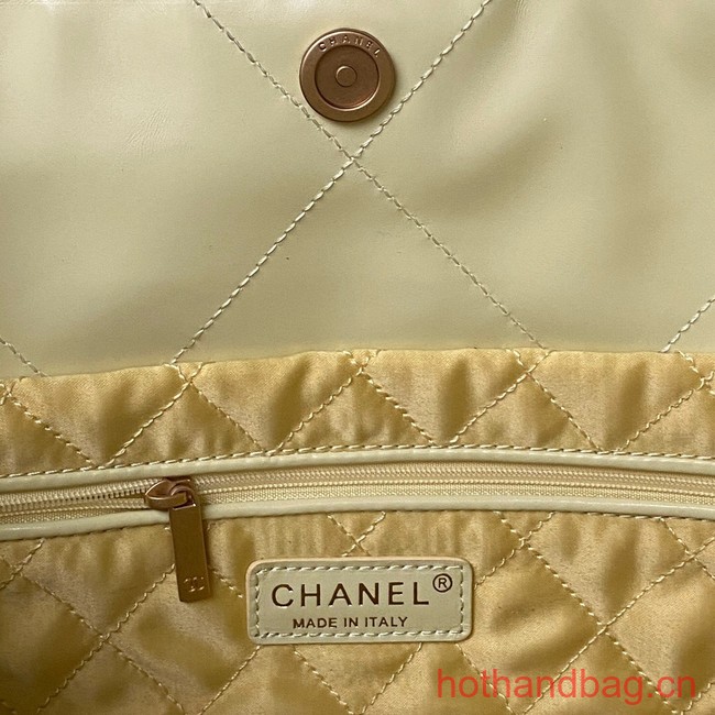 CHANEL 22 HANDBAG Calfskin & Gold-Tone Metal AS3261 light yellow