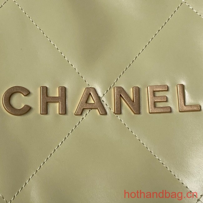 CHANEL 22 HANDBAG Calfskin & Gold-Tone Metal AS3261 light yellow