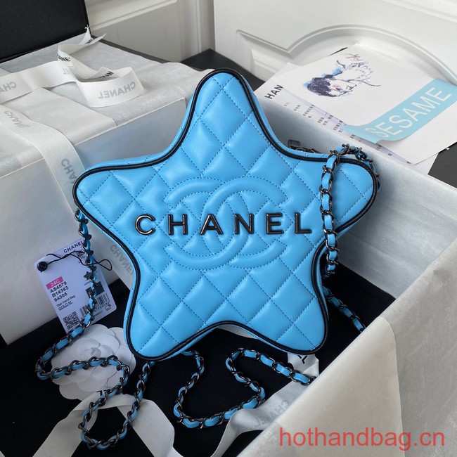 CHANEL STAR HANDBAG AS4579 & Guns-Tone Metal blue