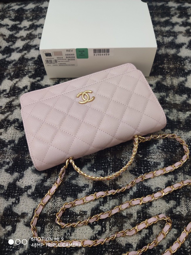 Chanel FLAP PHONE HOLDER WITH CHAIN AP3575 PINK