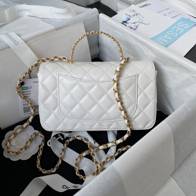 Chanel FLAP PHONE HOLDER WITH CHAIN AS4362 WHITE