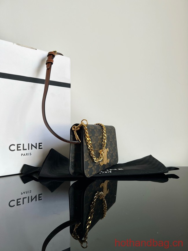 Celine CLASSIQUE TRIOMPHE BAG IN TRIOMPHE CANVAS AND CALFSKIN 115203 TAN