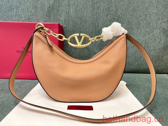 VALENTINO Vlogo Moon small leather HOBO bag chain N08J Cappuccino