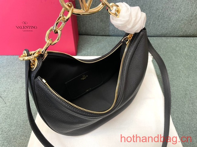 VALENTINO Vlogo Moon small leather HOBO bag chain N08J black