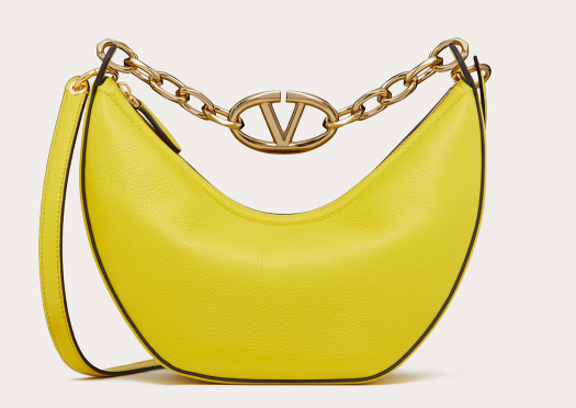 VALENTINO Vlogo Moon small leather HOBO bag chain N08J yellow