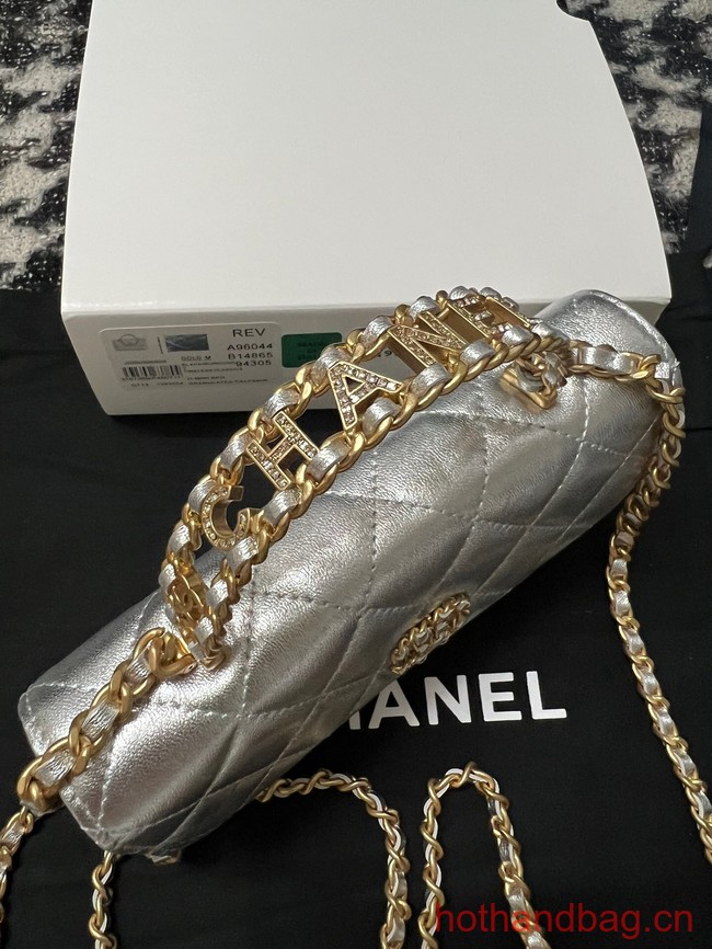 CHANEL FLAP PHONE HOLDER WITH CHAIN AP3575 Silver