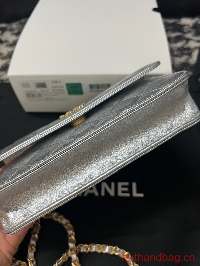 CHANEL FLAP PHONE HOLDER WITH CHAIN AP3575 Silver