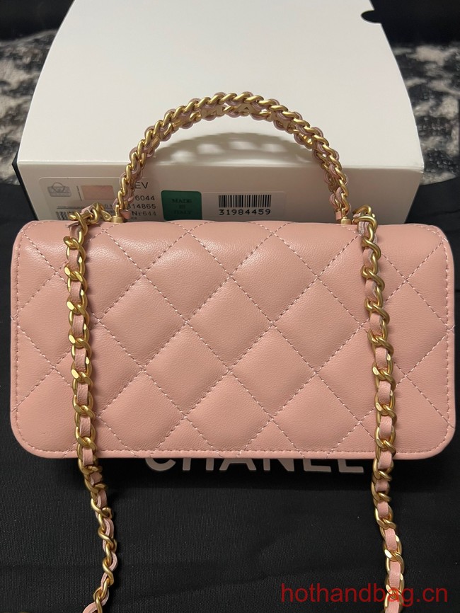 CHANEL FLAP PHONE HOLDER WITH CHAIN AP3575 pink