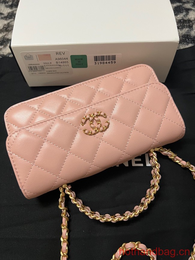 CHANEL FLAP PHONE HOLDER WITH CHAIN AP3575 pink