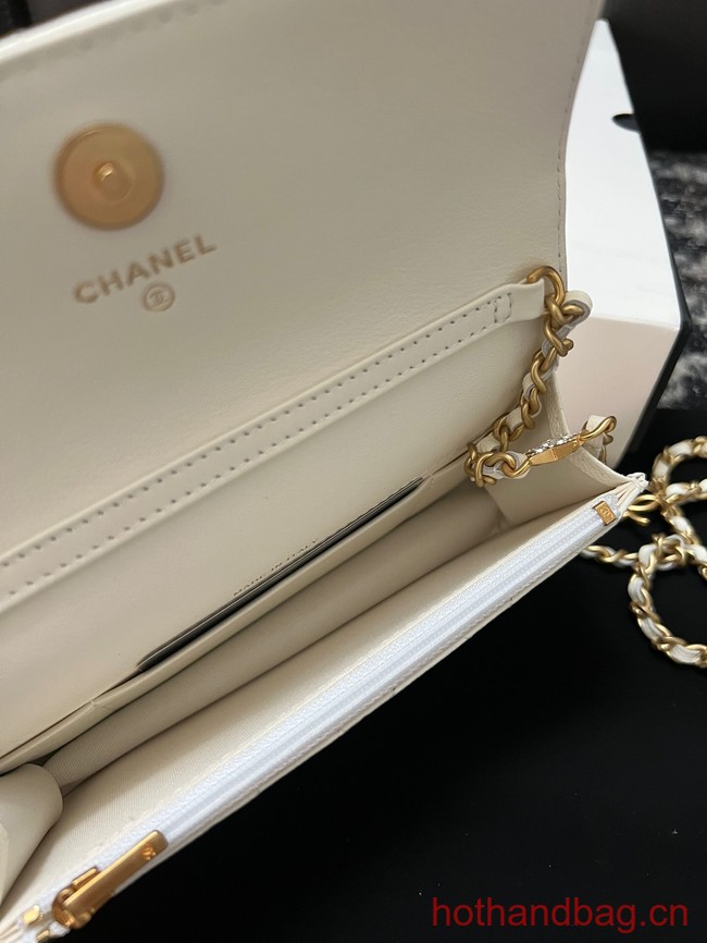 Chanel FLAP PHONE HOLDER WITH CHAIN AP3696 white