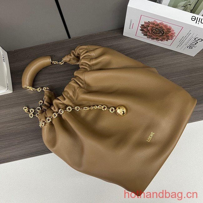 Loewe Squeeze Medium Napa sheepskin leather bag 652328 brown