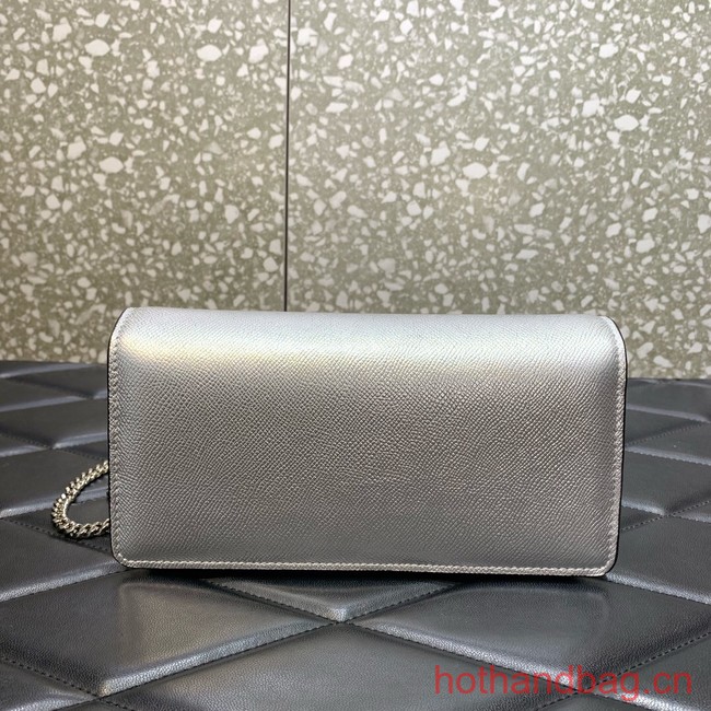 VALENTINO grain calfskin leather bag 0681 Silver