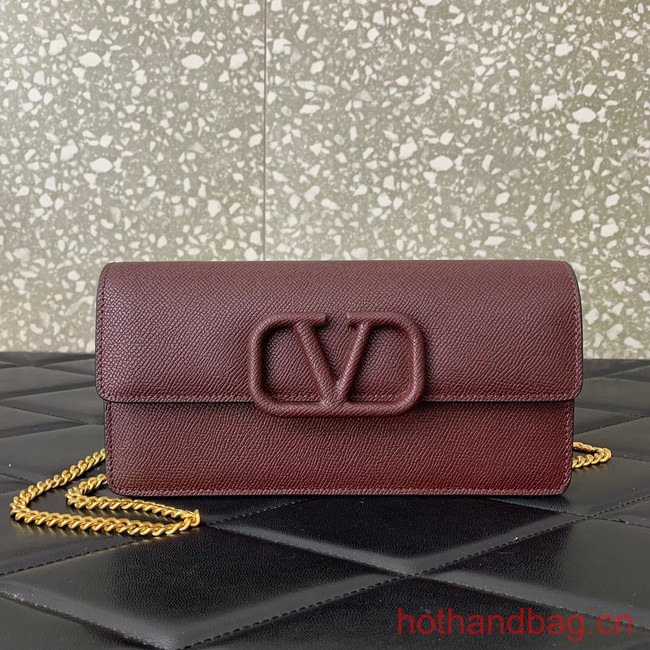 VALENTINO grain calfskin leather bag 0681 Wine