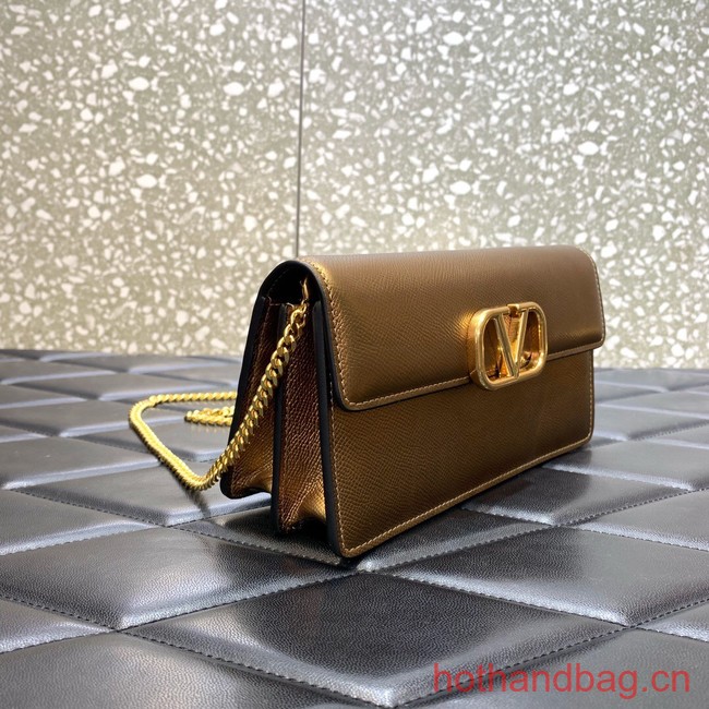 VALENTINO grain calfskin leather bag 0681 gold