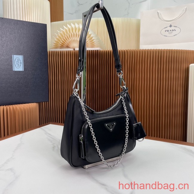 Prada Re-Nylon and brushed leather mini-bag 1BD198 black