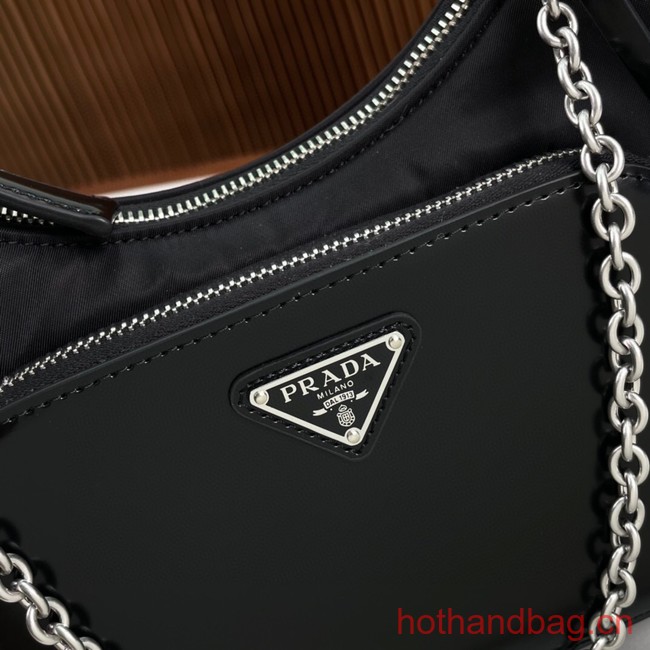 Prada Re-Nylon and brushed leather mini-bag 1BD198 black