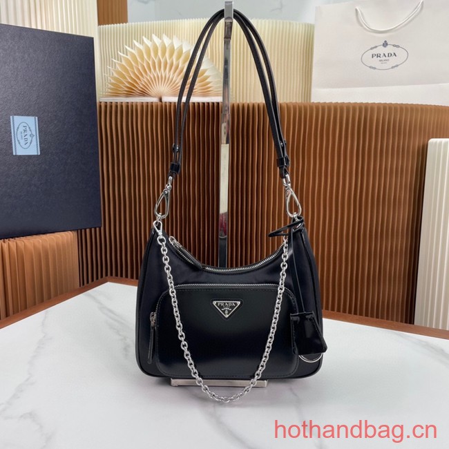 Prada Re-Nylon and brushed leather mini-bag 1BD198 black